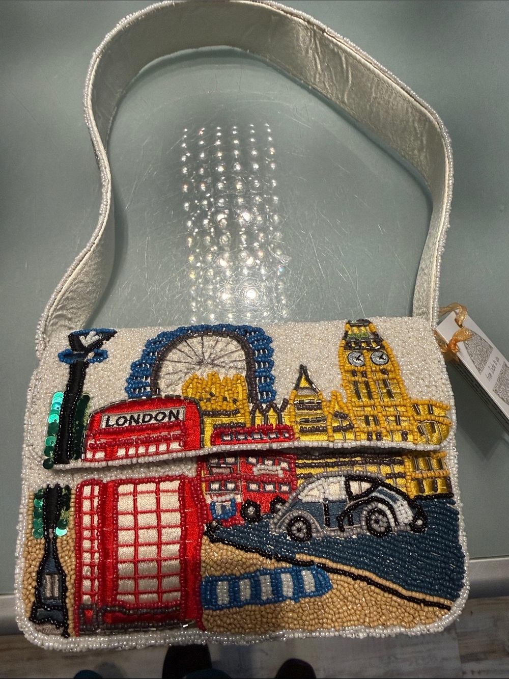 NWT ~ Beaded London Landmark Crossbody Bag in White